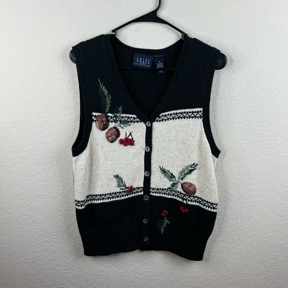 Crazy Horse Liz Claiborne Ugly Christmas Sweater Vest Women's Size M Holiday